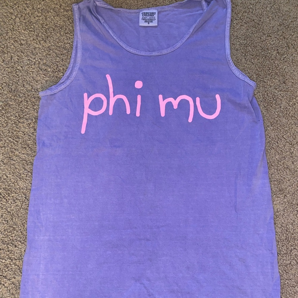 Purple Phi mu tank top. Comfort colors size small